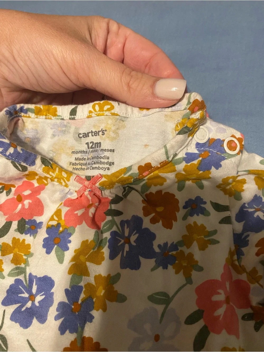 Floral Long-Sleeve Peplum Baby Onesie
